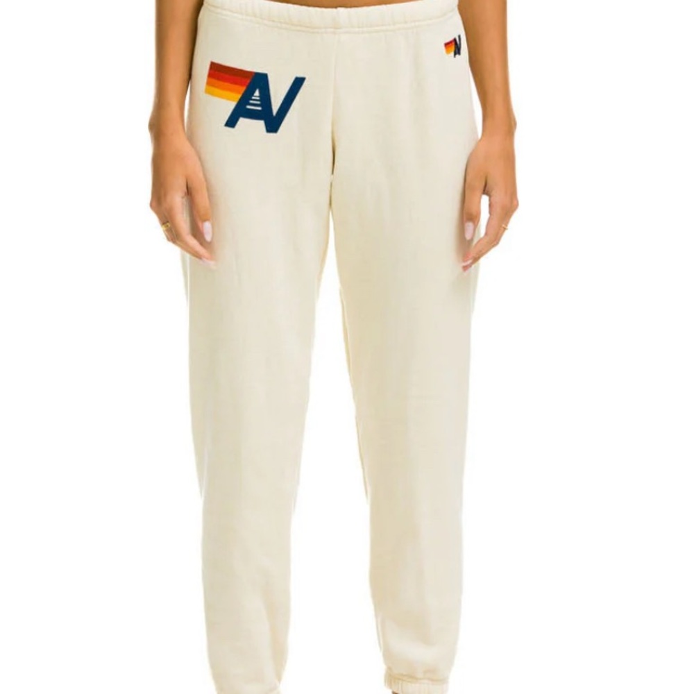Aviator Nation Cream/White Logo Sweatpants